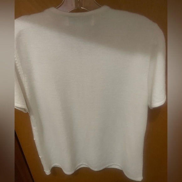 Vintage (Medium) White Knit McNaughton Sweater with Tiny Sequin Embellishments - Picture 10 of 12